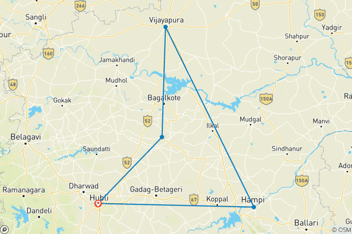 Mapa de Explorando Hampi, Bijapur, Badami y el Parque Nacional de Anshi desde Hubli