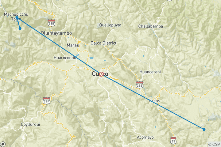 Mapa de Privado 4 días - Excursión a Cusco y la Montaña Arco Iris