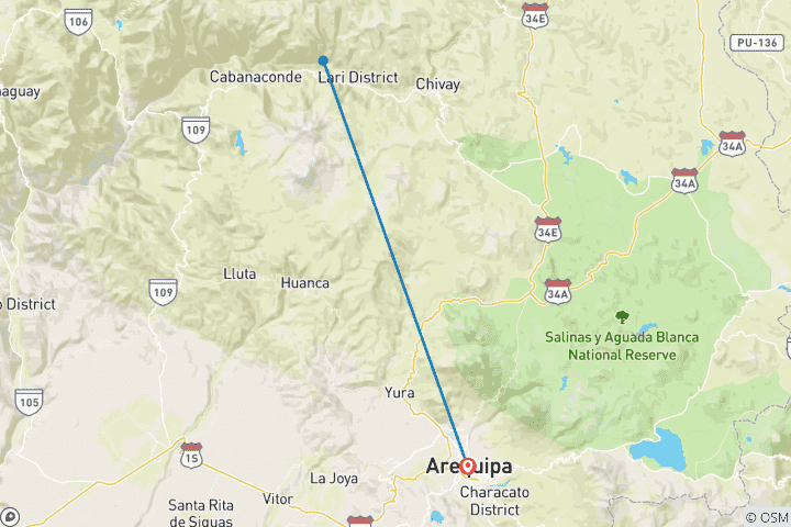 Map of Premium 5 days -  Arequipa & Colca Canyon