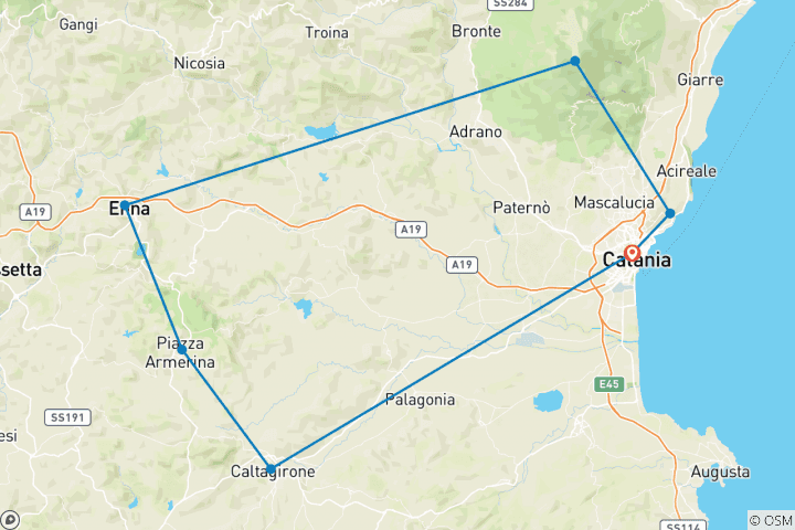 Carte du circuit Excursion en E- bike au cœur de la Sicile