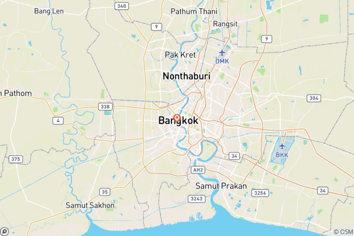 Carte du circuit Mini aventure à Bangkok pour les jeunes de 18 à 30 ans