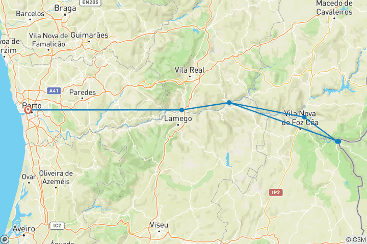 Carte du circuit Expérience Douro 2025