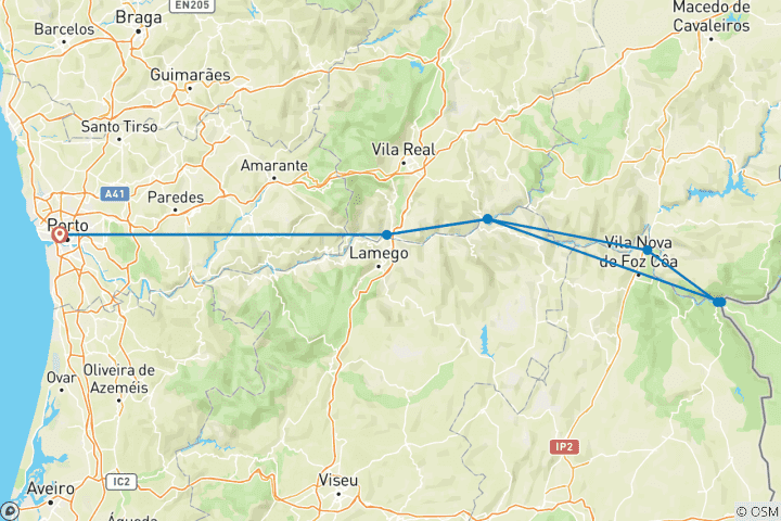 Carte du circuit Expérience Douro 2026
