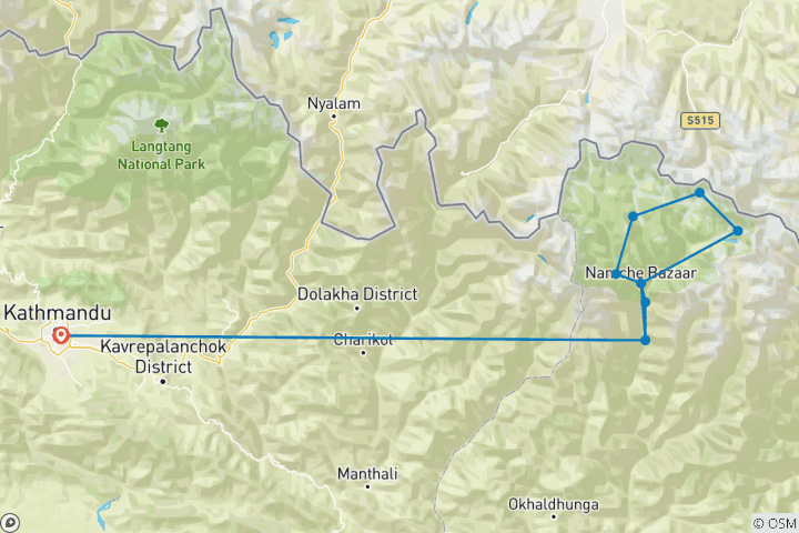 Map of Island Peak Climbing and Everest Three Passes Trek 21 days 20 Night