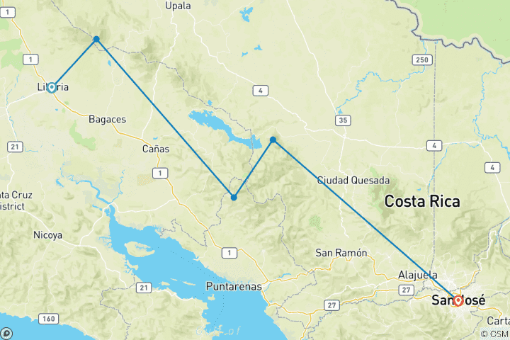 Map of Mystic Waterfalls & Forests Of Costa Rica