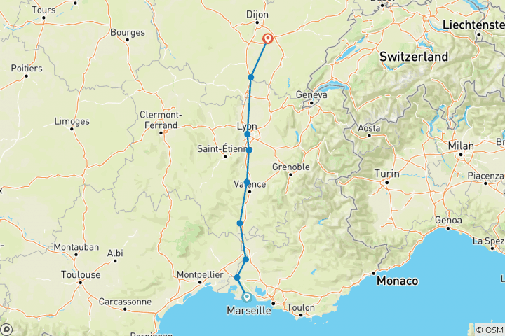 Kaart van Bourgogne & Provence voor wijnliefhebbers (noordwaarts) 2023