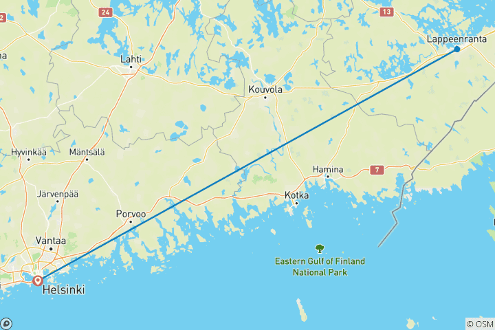 Carte du circuit Helsinki et Lappeenranta - 5 jours