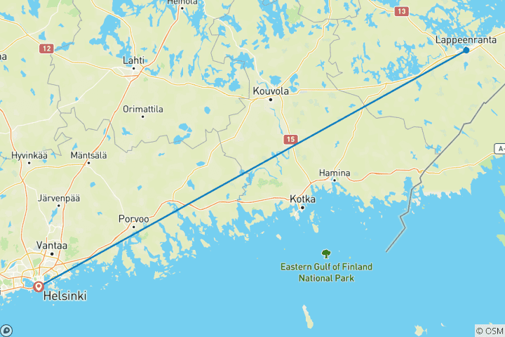Carte du circuit Helsinki et Lappeenranta - 5 jours