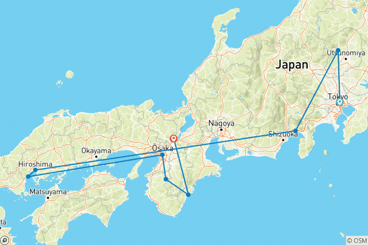 Carte du circuit Kyoto - 15 jours d'aventure