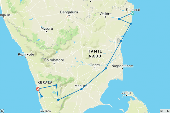 Map of Kerala Adventure