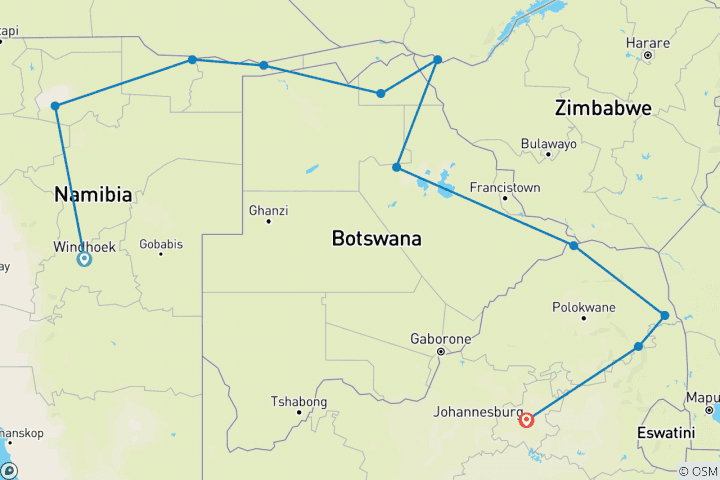 Karte von Limpopo - 21 Tage Erlebnis-Reise