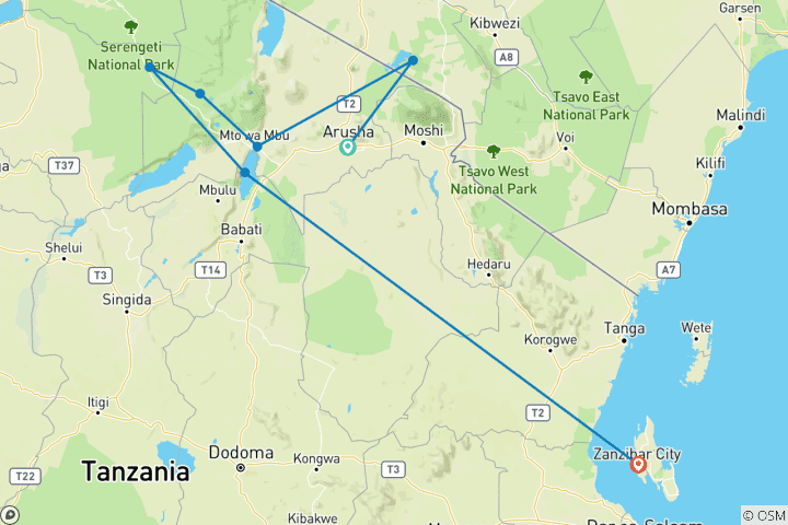 Map of Ngorongoro Adventure