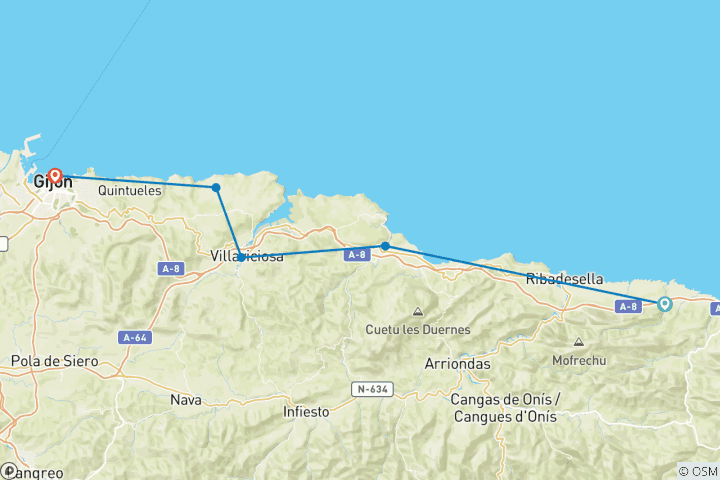 Carte du circuit Espagne - en vélo sur le Camino del Norte 4 jours (4 jours)