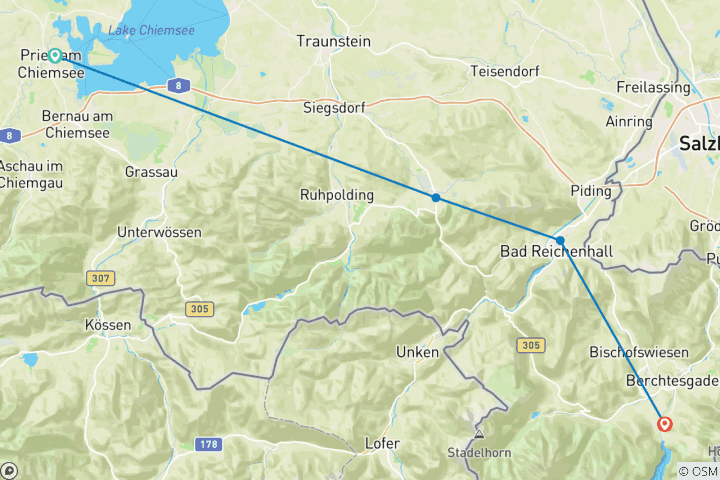 Map of Chiemsee - Königssee: 7 Days of coziness in Upper Bavaria 7 Days