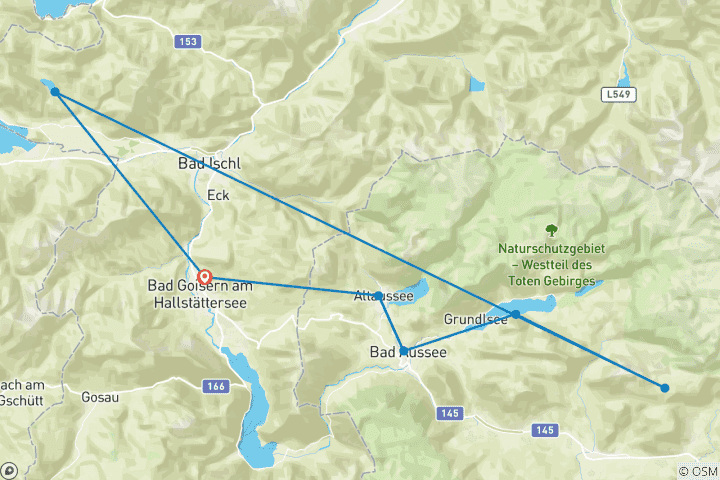 Karte von Steirisches Salzkammergut - Berge & Seen im Naturparadies Ausseerland (7 Tage)