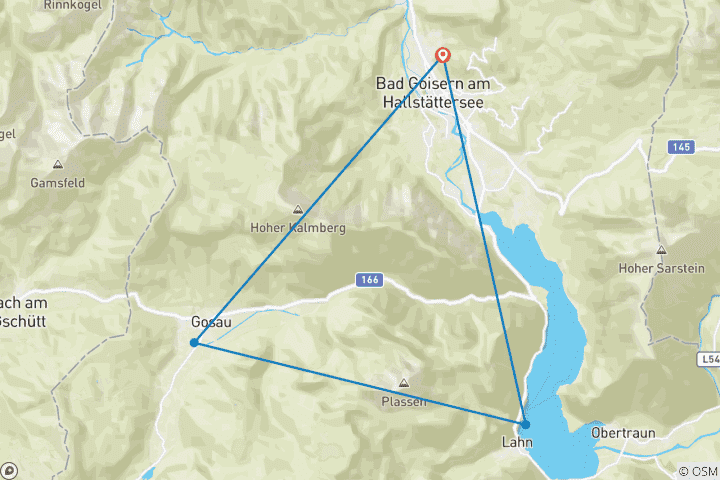 Map of Salzkammergut Mountains & Lakes Trail 3: 3 lakes/3 peaks, world heritage Tour with Goiserer Hütte (6 Days)