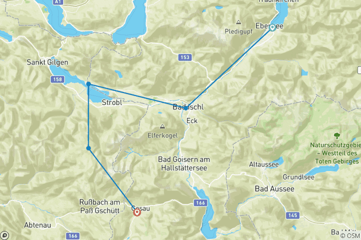 Karte von Höhenwege, Seen & Dachsteingletscher - Panoramawandern im Salzkammergut (8 Tage)