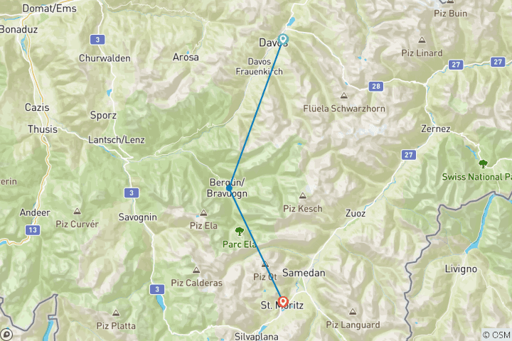 Map of Graubünden - Hütenttrekking (7 days)
