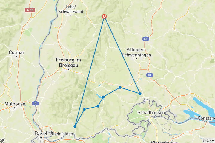 Map of Schluchtensteig - the Diversity of the Black Forest - 8 days