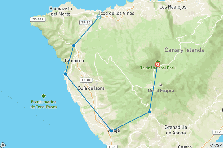 Kaart van Tenerife Wandelparadijs (8 dagen)