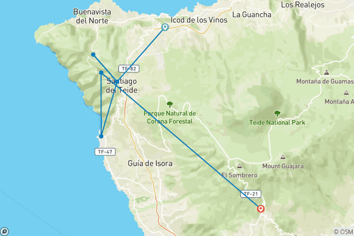 Map of Hike the Paradise of Tenerife in 8 Days
