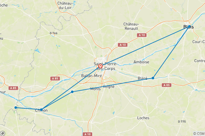 Carte du circuit France - Châteaux de la Loire - Classique - La Route Royale (8 jours)