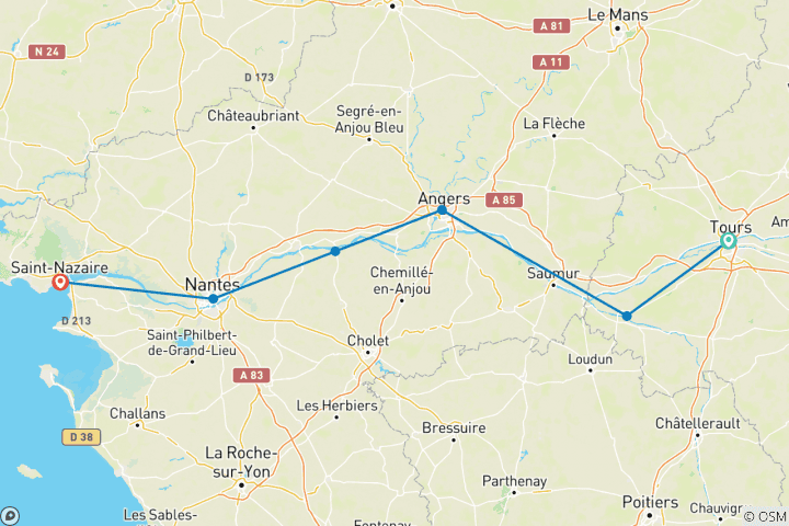 Carte du circuit France - La Loire à Vélo - 8 jours (8 jours)