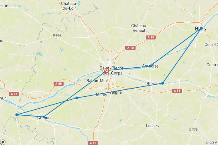 Carte du circuit France - Châteaux de la Loire - La Route Royale - Circuit découverte (10 jours)