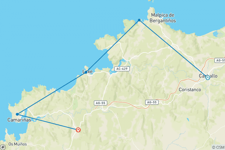 Karte von Camiño dos Faros 8 Tage - Der Leuchtturmweg (8 Tage)