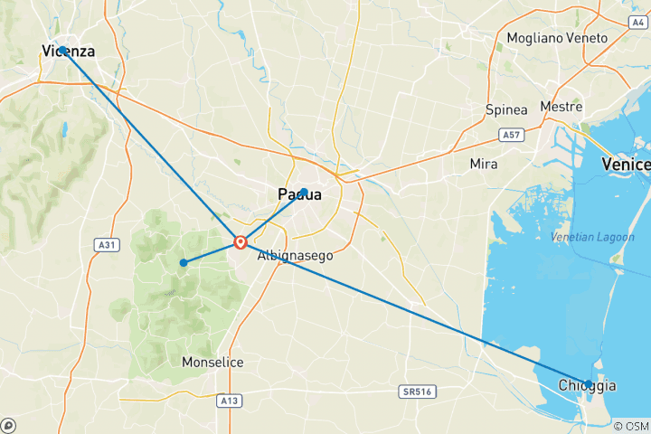 Kaart van Stertocht Abano Terme - villa's, wijn en warmwaterbronnen (7 dagen)