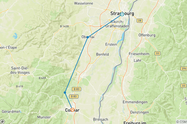 Karte von Frankreich - von Straßburg bis Colmar (5 Tage)
