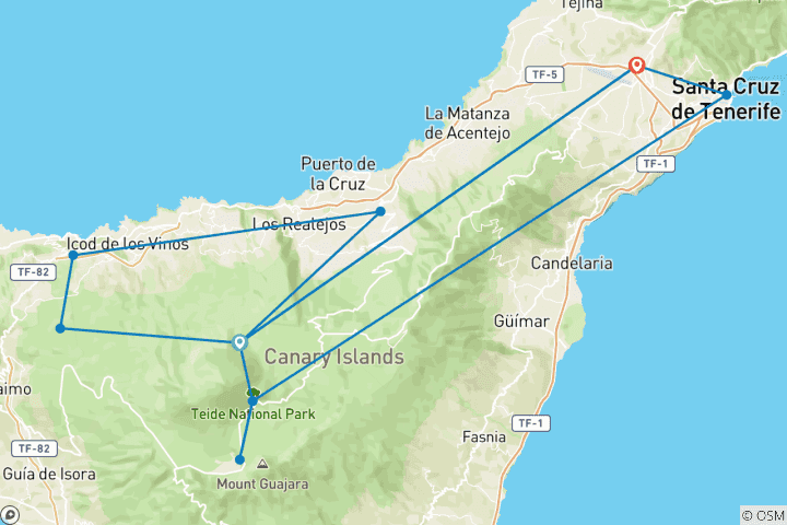 Map of Tenerife - Volcanic Beauty (8 days)