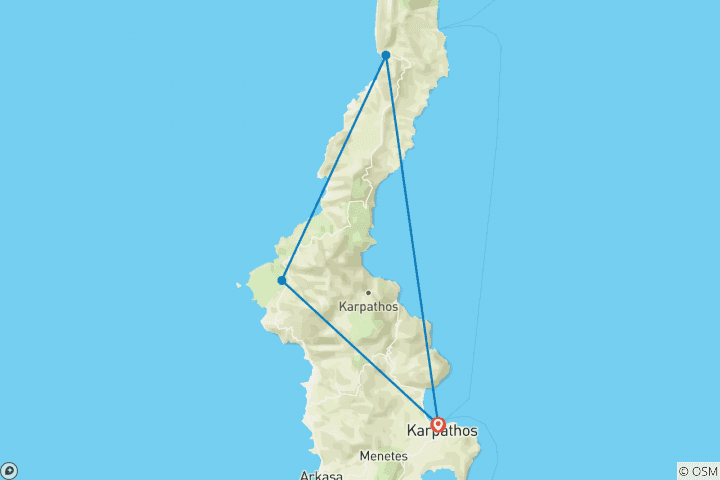 Map of Karpathos- Hiker's paradise and folklore (8 days)
