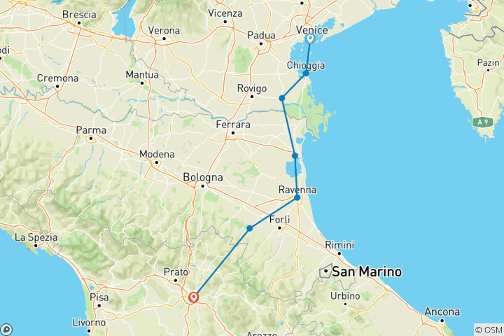 Karte von Venedig - Florenz - Rialto, Dante, Ponte Vecchio (8 Tage)