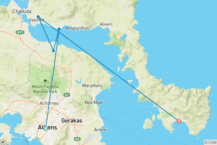 Map of Greece - Evia Bike Tour (7 days)