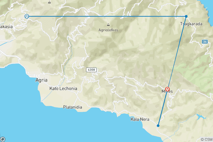 Map of Pelion Peninsula: Hiker's Paradise (8 days)
