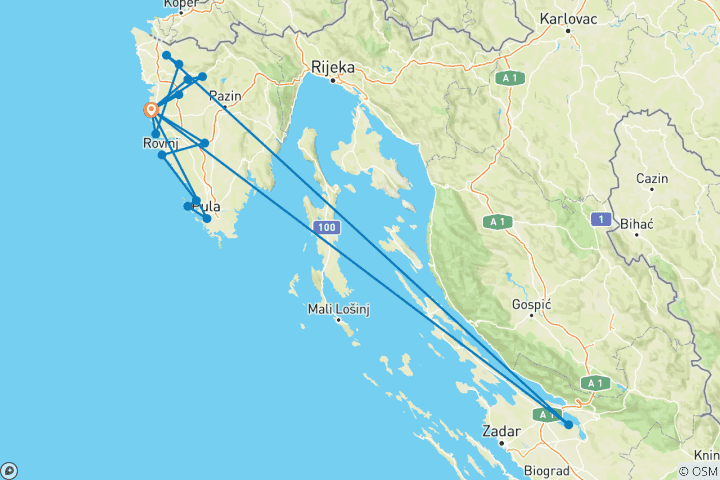 Mapa de Croacia - Rally de Istria (8 días)