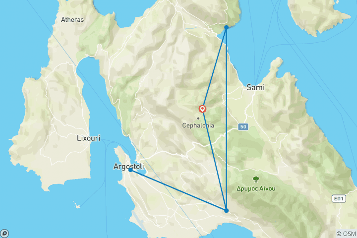 Map of Greece - Kefalonia by Bike (8 days)