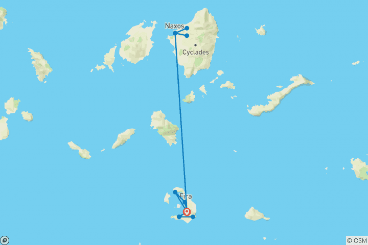 Karte von Kykladen - Santorini & Naxos (8 Tage)