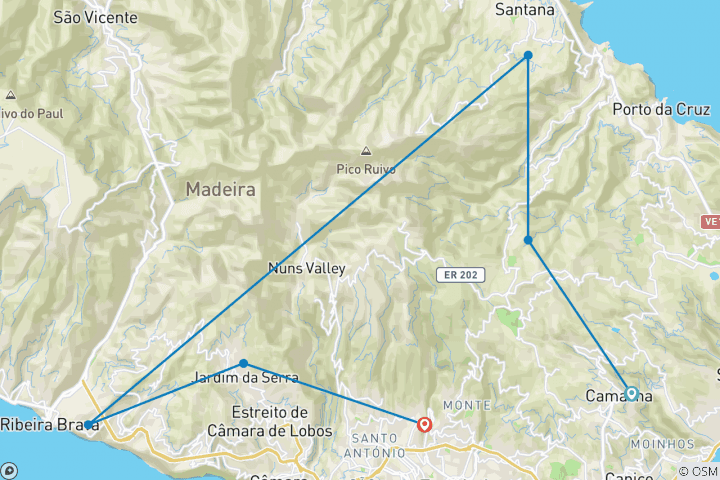 Karte von Madeira individuell - der Levada Trek (8 Tage)