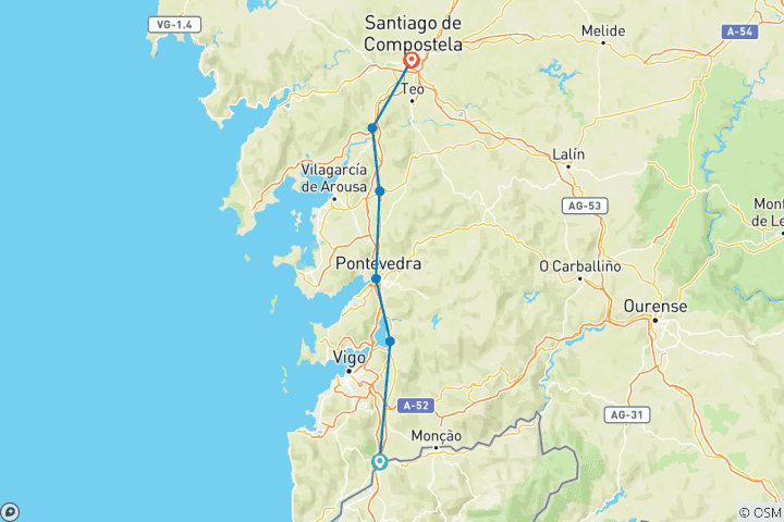 Carte du circuit Chemin de Saint-Jacques - Chemin portugais : Tui-Santiago - 7 jours (7 jours)