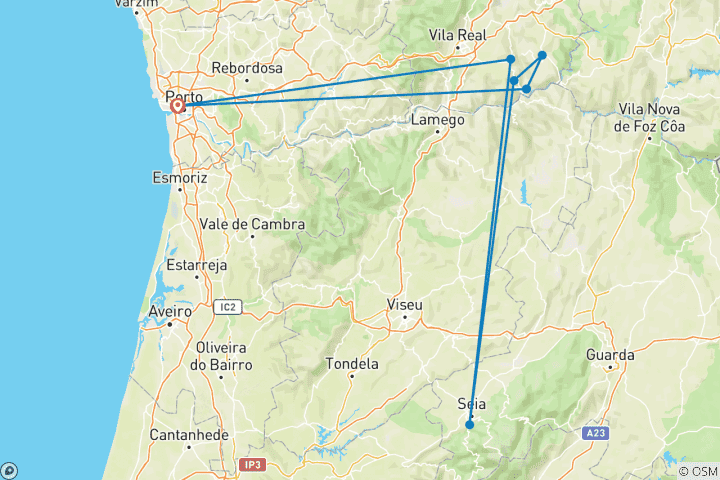 Mapa de Duero - Ruta de bodegas por el norte de Portugal (7 días)