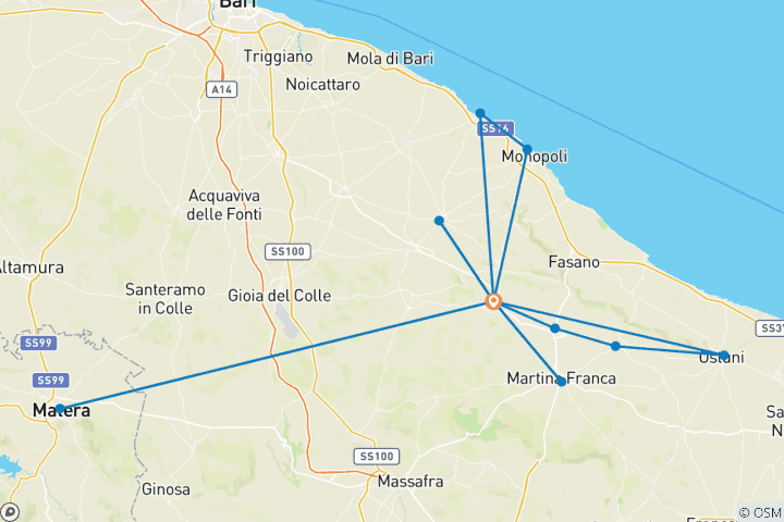 Map of Italien - Sternfahrt Apulien (8 Tage)