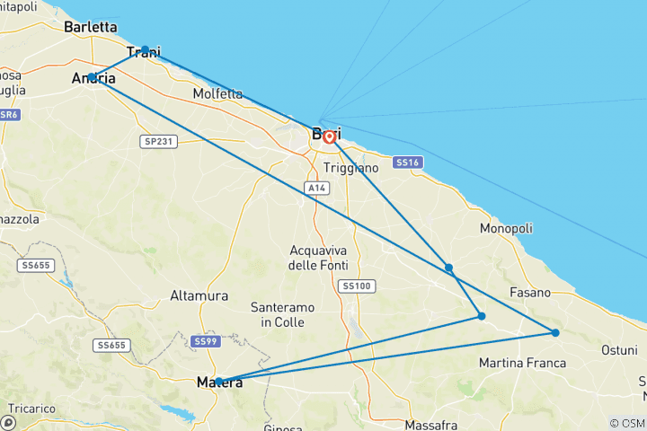 Karte von Italien - Das Weltkulturerbe von Apulien und Basilikata (8 Tage)