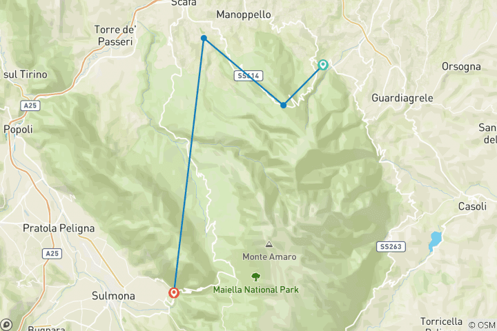 Map of Abruzzo - Majella National Park 7 Days