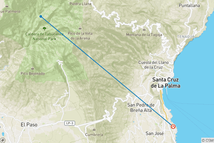 Karte von La Palma sportlich erwandern (8 Tage)