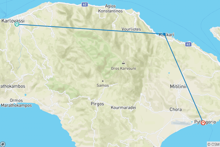 Map of Greece - Samos, the island in the North Aegean Sea (8 days)