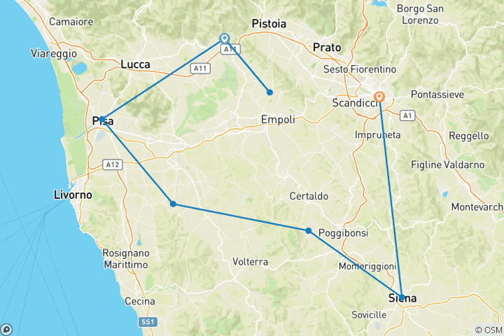 Map of Toskana Rundfahrt - Lebensgefühl zwischen Italiens Hügeln (8 Tage)