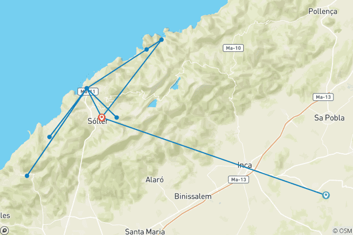 Karte von Mallorcas Highlights der Tramuntana erwandern (8 Tage)