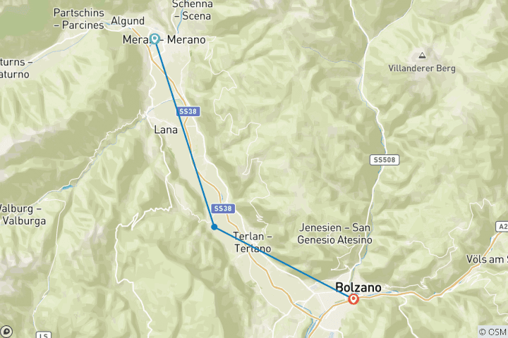 Map of South Tyrolean Wine & Alpine Trail (4 days)